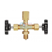 Двухвентильный игольчатый клапан из латуни с тестовым портом