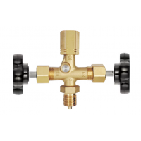 Двухвентильный игольчатый клапан из латуни с тестовым портом