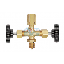 Двухвентильный игольчатый клапан из латуни с тестовым портом