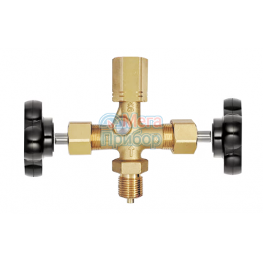 Двухвентильный игольчатый клапан из латуни с тестовым портом